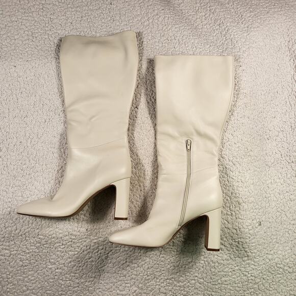 STEVE MADDEN Annya Knee High Boot In Bone Leather Womens size 10 - Picture 2 of 5